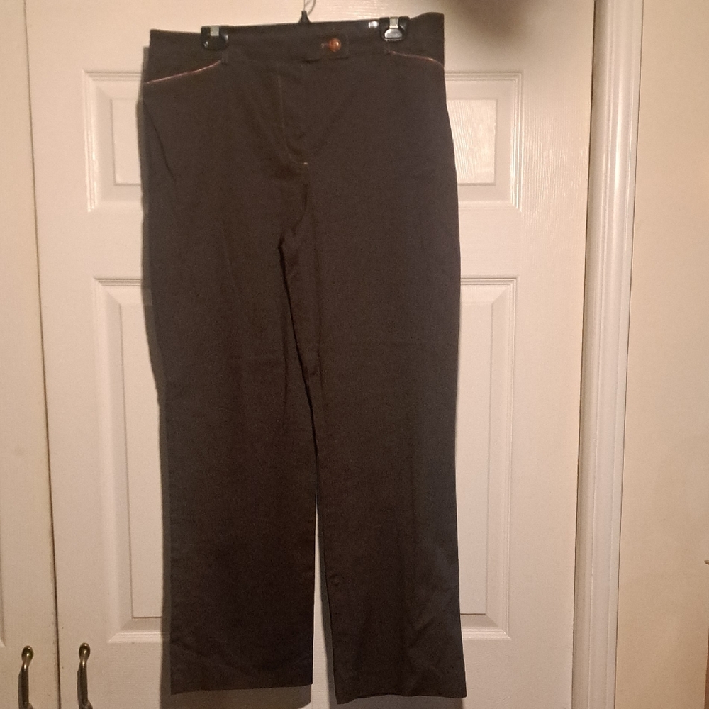 Jessica sport Chocolate brown stretchy woman's trousers With beige stitching
